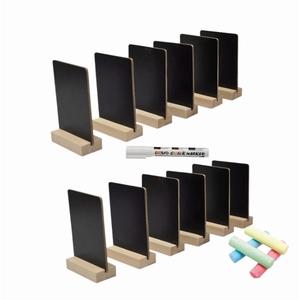 Mini tableaux noirs avec support en bois, lot de 12, design minimaliste double face, portables pour mémos et affichage - Product Image 1