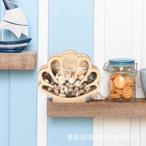 Wooden Seashell Storage <b>Box</b> <b>Heart</b> <b>Shape</b> Natural Wood Color Transparent Acrylic Panel Desktop Decorative Storage <b>Box</b> - Product Image 5