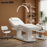 Lit de massage électrique 4 moteurs en cuir blanc moderne de luxe pour salon de beauté, table de soin cosmétique, chaise de spa facial et lit pour extensions de cils