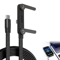 Câble de charge rapide 2-en-1 Type C avec support de téléphone invisible 240W, chargeur tressé pliable pour smartphones et tablettes