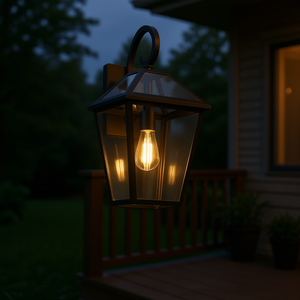 Lanterne murale extérieure moderne en métal noir et verre transparent de 21 pouces, 1 paquet, applique pour véranda, patio, jardin, éclairage, ampoule non incluse - Product Image 2