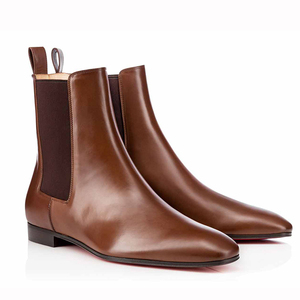 Botas Chelsea <span class=keywords><strong>de</strong></span> Cuero Marrón, Tacón Plano, Elásticas Laterales, Impermeables, Diseño Moderno, <span class=keywords><strong>Vestir</strong></span> Casual, Cómodas, <span class=keywords><strong>Botines</strong></span> al por Mayor - Product Image 4