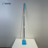 CLEANIFY KY-CS171 Serpillère plate sans lavage, tampons de recharge réutilisables, système Click Mop, manche 3 sections 130,5 cm, plaque 16x8 cm, pour poils d'animaux