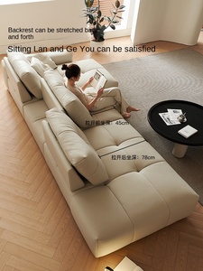โซฟาหนังแท้รูปตัวแอล รุ่น One Seat PU Aishen Foshan Longjiang Time Increase Leather Line Monte สำหรับห้องนั่งเล่น - Product Image 4