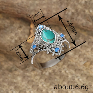 Anello Stile Bohémien con Turchese Marquise per Donne, Gioiello da Dito Vintage alla Moda - Product Image 4