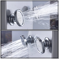 Colonne de douche avec grand écran, lumière bleue, pomme de douche pluie et cascade, jets de massage en acier inoxydable, mitigeur de douche