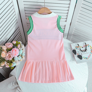 Robe midi plissée sans manches pour petite fille, col rond, imprimé, coupe trapèze, respirante, avec nœud, personnalisable ODM - Product Image 2