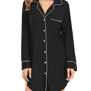 Factory Wholesale Casual Modal <strong>Dressing</strong> <strong>Gown</strong> for Women Lapel <strong>Buttons</strong> Solid Knitted New Year Party Customization for Autumn - Product Image 5