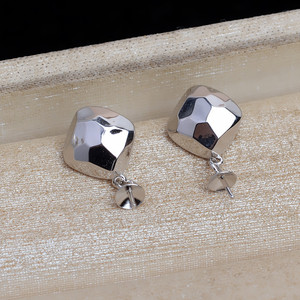 Boucles d'oreilles clous en argent S925 Wenchi pour femme, pendentif personnalisé avec perle, accessoires de bijoux DIY semi-finis 16027 Chine - Product Image 4