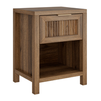 Table de chevet rustique à façade cannelée avec compartiment de rangement ouvert, structure solide en bois, pour chambre à coucher et décoration de chambre d'amis