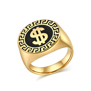 Bagues et bracelets populaires en acier titane style hip-hop Yunnique avec symbole du dollar, bijoux haut de gamme punk tendance et de niche - Product Image 5
