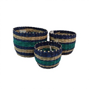 Boho Style Multi-Tone Woven Seagrass Storage Baskets by VAS-VIET ANH SEDGE Vietnam Stylish Organized Space Design - Product Image 1