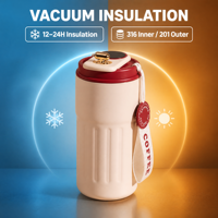 Termo para Café con Indicador de Temperatura, Aislamiento al Vacío, Acero Inoxidable, Diseño Moderno, Portátil, Ideal para Viajes y Regalos