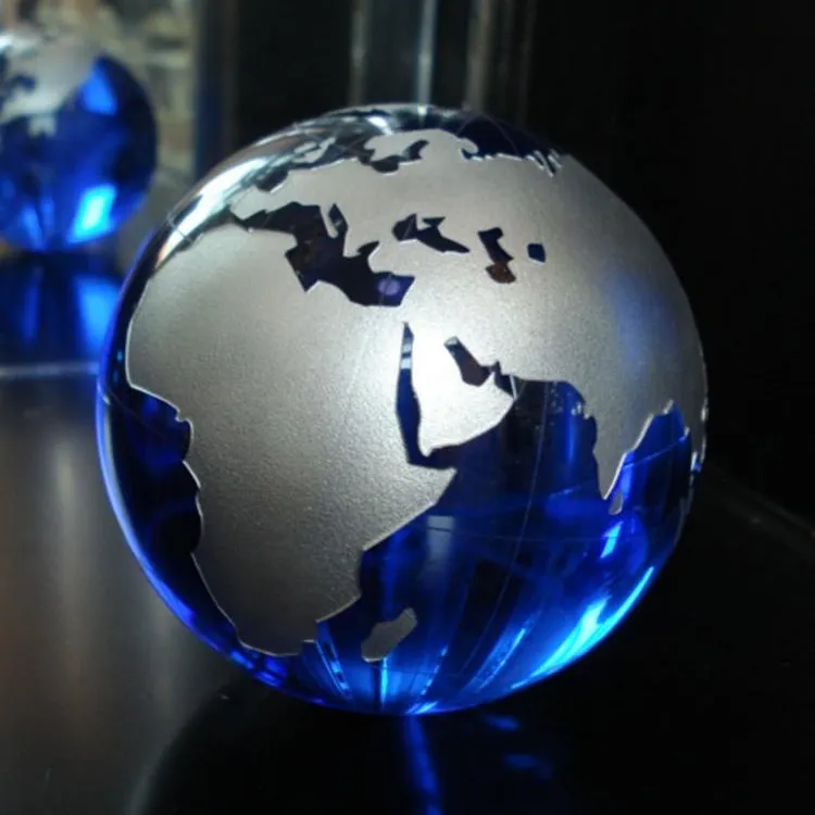 MH-L004 Mode Kaca Biru Bumi Ornamen Kristal Bumi Globe