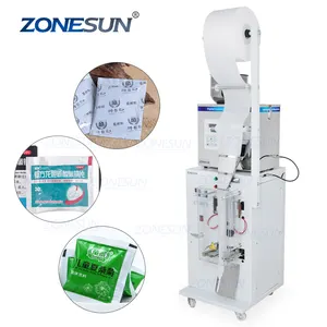 Zonesun Voedsel Koffieboon Graan Automatische Weeg Verpakking Machine Poeder Zak Drie Side Seal Vulmachine Met Datum Printer