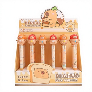 Stylo <span class=keywords><strong>gel</strong></span> en plastique mignon avec capybara interactif sur le dessus, bras et oreilles mobiles, pointe d'écriture fluide, <span class=keywords><strong>action</strong></span> par pression, pour enfants et étudiants - Product Image 1