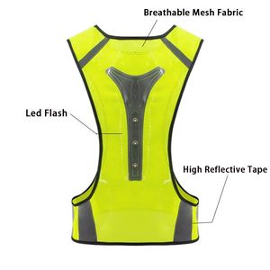 <span class=keywords><strong>Gilet</strong></span> de sécurité LED USB sport OEM, <span class=keywords><strong>gilet</strong></span> de sécurité <span class=keywords><strong>clignotant</strong></span> jaune orange, course nocturne en plein air, jogging, vélo, cyclisme, moto - Product Image 3