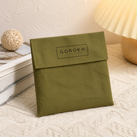 Pochette en coton sergé bio réutilisable avec logo personnalisé imprimé pour emballage de vêtements, foulards et oreillers, sac anti-poussière