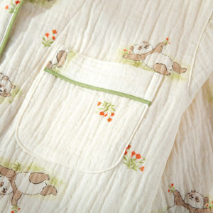 Nuevo Conjunto de Pijamas de Gasa de Doble Capa con Estampado de <span class=keywords><strong>Panda</strong></span> Estilo Campestre, 100% Algodón, para Mujer, Primavera/Verano, Manga Larga, Ropa de Dormir - Product Image 4