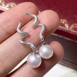 Aretes de Plata S925 22460, Accesorios de Perlas para DIY, Bandeja Hueca, Joyería de Serpiente Espiritual, Aretes con Cuentas de 9-13mm, Aretes Colgantes de Moda - Product Image 3