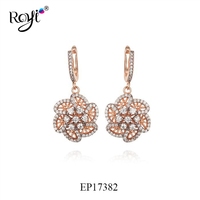Anting Bunga CZ Berlapis Emas 14K Perak 925 dengan Zirkonia Kubik Kelas 3A Gaya Korea