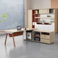 Escritorio Ejecutivo Moderno de Lujo en Forma de L, Multifuncional, de Madera, con Logotipo Personalizado para Oficina Ejecutiva