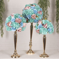 Décoration de mariage en soie artificielle Rose fleurs artificielles boule fleurs centres de table bâton de bougie en or