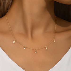 Женское колье Carline, роскошное колье из 925 стерлингового серебра, 18 карат, позолоченное модное сердце со звездами, с цирконическими цепочками - Product Image 4