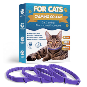 Collar calmante para gatos de material de silicona, paquete de 4 piezas al por mayor, longitud ajustable con alta calidad, reduce la ansiedad de los gatos - Product Image 1