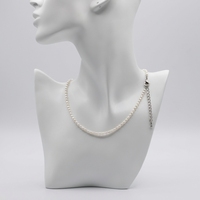 Collier en argent sterling 925 en gros, perles de riz, 2-3 mm, petites perles Keshi naturelles d'eau douce, blanches, pour la fabrication de bijoux