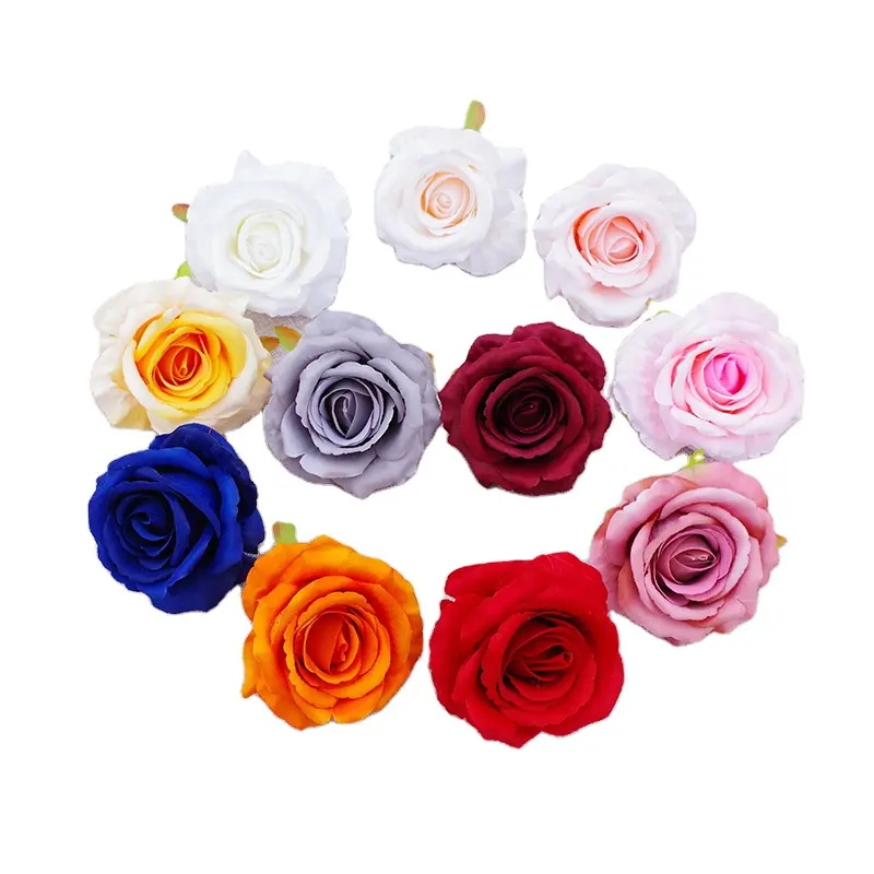 Bulk Colorful High Quality White Artificial Rose Head For Flower Wall Decoration all floral arrangement