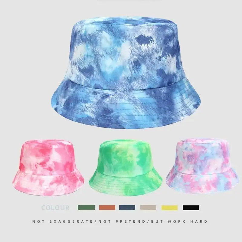 Wholesale Fashion Printing Tie Dye Bucket Hat Water Proof Outdoor Fisherman Hat Double-sided Wearing Designed Bucket Cap