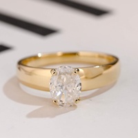 Bague de fiançailles solitaire personnalisée en diamant de laboratoire de 2 carats, taille ovale, or jaune massif 10K/14K/18K, certifiée IGI CVD/HPHT VVS