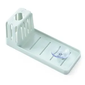 Estante de almacenamiento con ventosa para cocina, organizador de estropajos para fregadero, estantes de drenaje y clasificación, caja de almacenamiento para utensilios y artículos diversos - Product Image 6