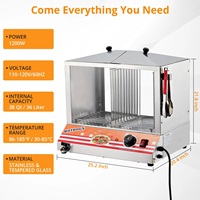 Machine à vapeur professionnelle pour hot-dogs avec chauffe-pains, température réglable, électrique, chargement par le haut, en verre