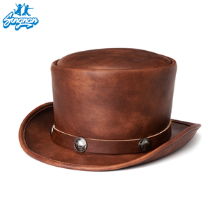 Unisex Brown <strong>Mad</strong> <strong>Hatter</strong> MagicTopper PU Leather Top <strong>Hat</strong> for Adults Character Style Ready to Ship for Outdoor Scenes - Product Image 2
