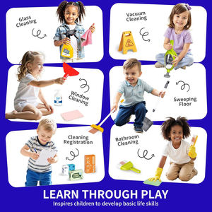 Ensemble d'outils de nettoyage en plastique pour enfants, jeu de simulation de maison avec <span class=keywords><strong>aspirateur</strong></span>, balai, serpillière, jouets d'hygiène pour enfants - Product Image 3