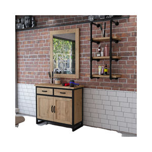Juego de Muebles Plegables de Estilo Industrial para Barbería, Madera Comercial - Suministros para Salón, Centro Comercial, Hotel, Barberías Urbanas - Product Image 1