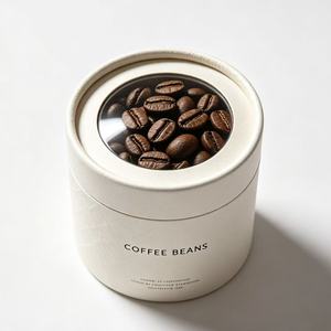 Custom Food Grade Biodegradable Coffee Paper Can Moisture Proof Round Paper Tube with <b>Window</b> for Coffee Bean Packaging - Product Image 1