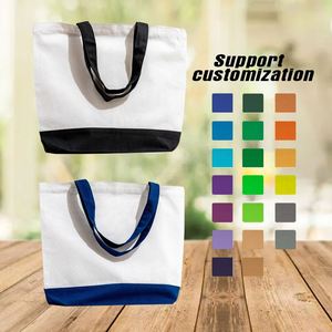 Grand sac fourre-tout pour les courses de 8 oz et 10 oz avec poignée d'épaule en toile de coton à motif lettres, écologique et économique - Product Image 1