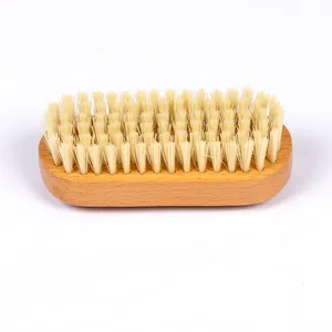 Custom Logo Beech Wood Double Sided Natural Boar Bristles Hand Nail Scrub Cleaning Brush For Fingernail Or Toenail