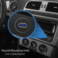 Câble d'extension USB 3.0 simple mâle-femelle étanche à trou rond pour montage encastré sur tableau de bord de voiture, camping-car, bateau, moto