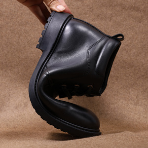 Men Winter Ankle Boots Genuine Leather Round Toe Fur Lining Rubber Sole Warm Comfortable Snow Boots - Product Image 3