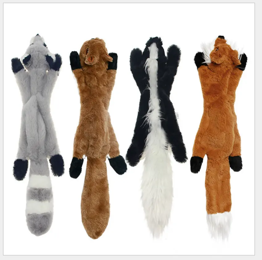 Cute Dog Toys Stuffed Squeaking Animals Pet Toy Plush Fox Honking Squirrel