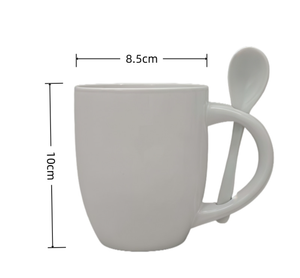 Taza de Cerámica Blanca Personalizable al por Mayor con Cuchara, Taza de Café Blanca para Sublimación con Cuchara para Regalos Promocionales - Product Image 2