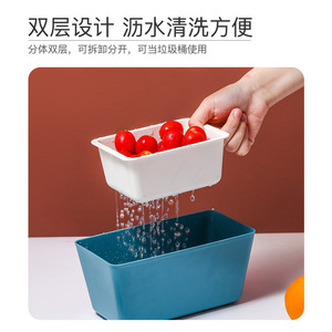 Double Layer Plastic Snack <b>Storage</b> Box Rectangle 1-3L Eco Friendly Food Container For Fruit Melon <b>Seeds</b> Home Use - Product Image 4