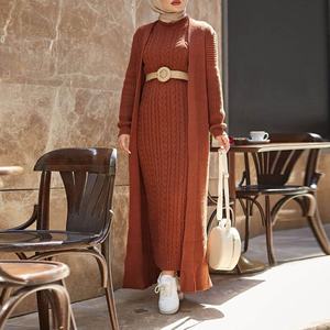 OEM Jersey cotone abbigliamento islamico modesta veste caftano Femme arabo Jilbab abbigliamento etnico maglione inverno Abaya donna abito musulmano - Product Image 2