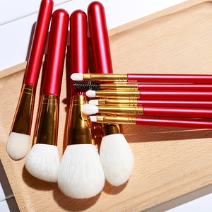 Quà Tặng Chất Lượng Cao Bộ Cọ Trang Điểm Có Tay Cầm Bằng Gỗ 10 Sản Phẩm Cọ Trang Điểm Có Logo Tùy Chỉnh Hình Nền Mỹ Phẩm Màu Vàng Đỏ Nhãn Hiệu Riêng - Product Image 5