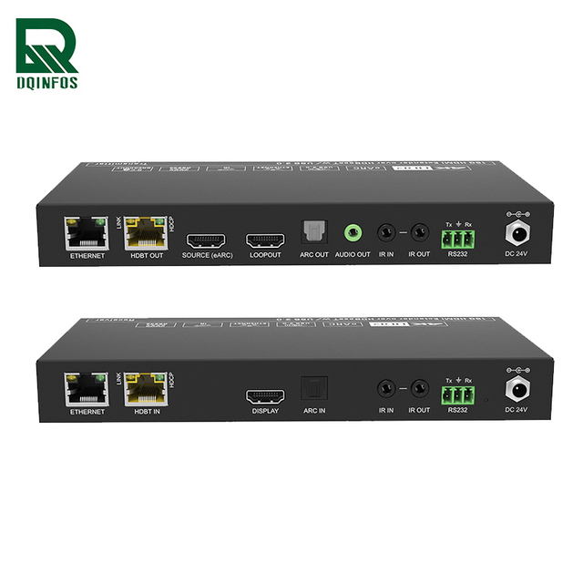 DQINFOS 4K60Hz HDR10 Dolby Vision HD-MI KVM Extender 100m CAT6A HDBaseT3.0 Bi-directional IR RS232 Ethernet Extension
