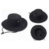 Topi Bucket Nelayan Tepi Lebar Luar Ruangan Topi Hutan Bersirkulasi Udara Topi Boonie Pria dengan Tali